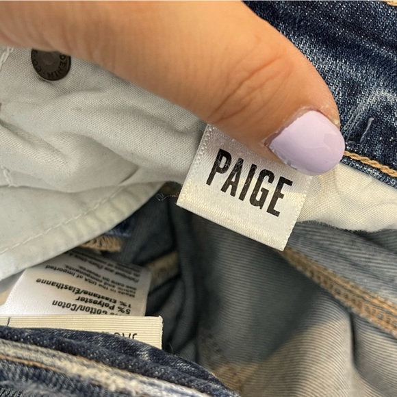 Paige Jacqueline Straight Distressed Patchwork Cropped Jeans size 27 - Picture 13 of 14